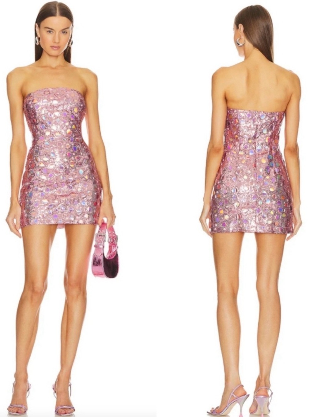 Kim Shui x Revolve Mini Strapless Dress in Beaded Purple XS